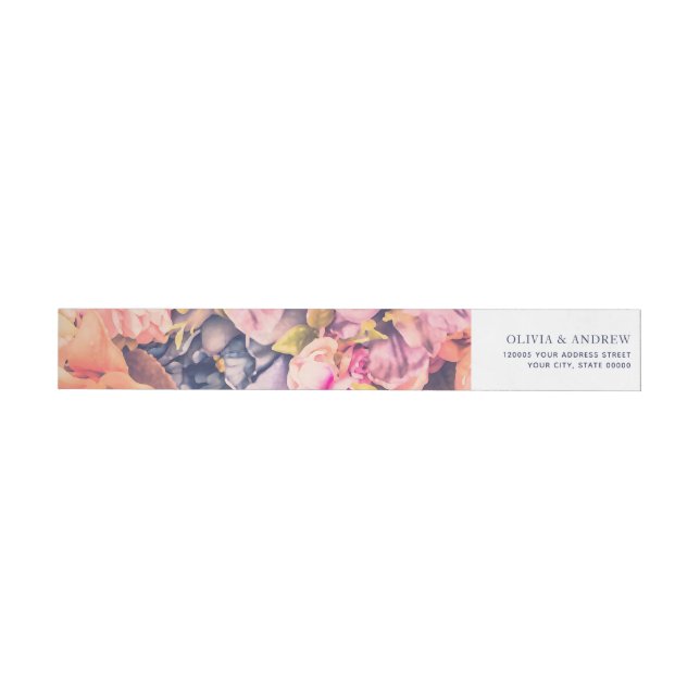 Beautiful Modern Large Floral Background Wrap Around Label (Individual)