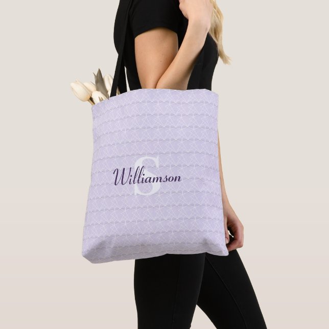 Beautiful Modern Lilac Personalized Tote Bag (Close Up)
