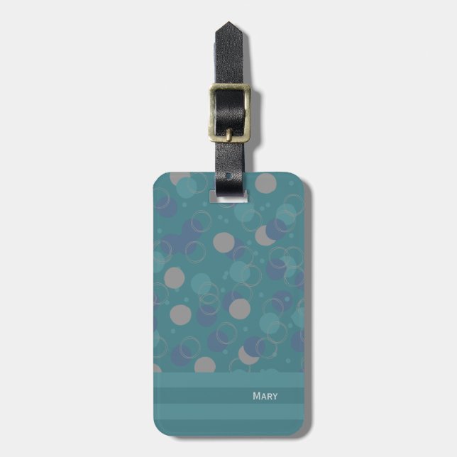 Beautiful Modern Monogrammed Blue Pattern Bag Tag (Front Vertical)