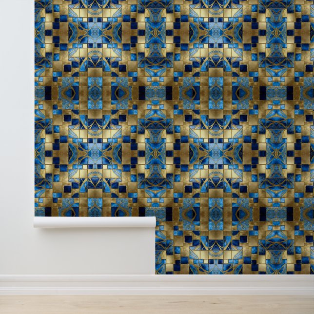 Beautiful Modern Ocean Blue Gold Collection Wallpaper (Application)