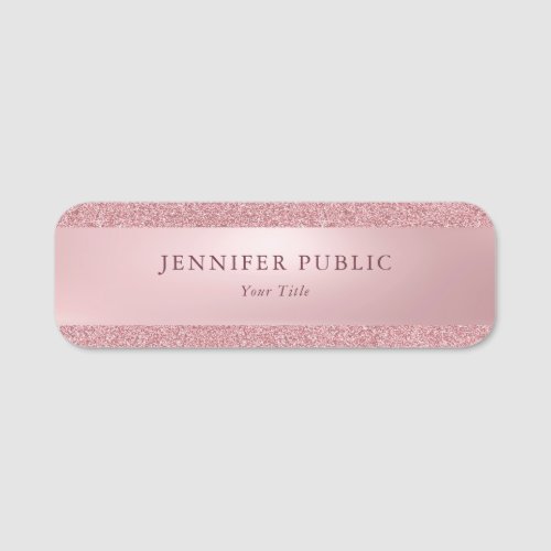 Beautiful Modern Rose Gold Glitter Template Classy Name Tag