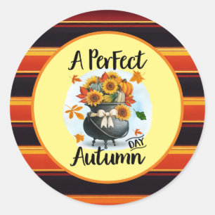 Beautiful Modern Thanksgiving Autumn Collection Classic Round Sticker