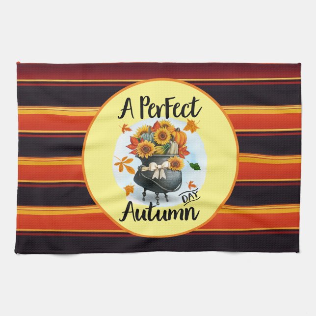 Beautiful Modern Thanksgiving Autumn Collection Kitchen Towel (Horizontal)
