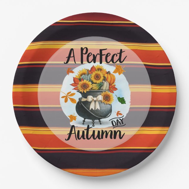 Beautiful Modern Thanksgiving Autumn Collection Paper Plates (Front)