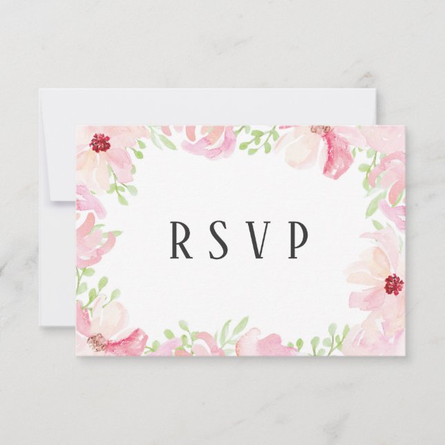 Beautiful  Modern Watercolor Anemone Flower RSVP Card (Front)