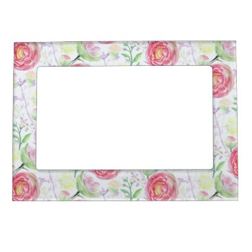 Beautiful Modern Watercolor Floral Pattern Magnetic Photo Frame