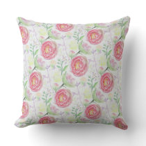 Beautiful Modern Watercolor Floral Pattern Throw Pillow
