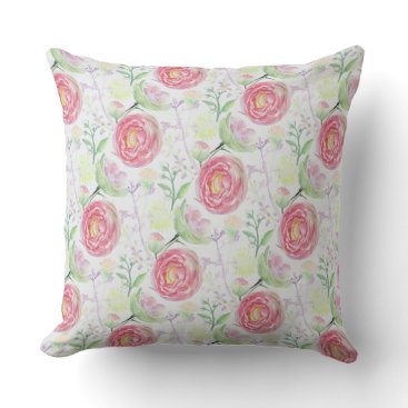 Beautiful Modern Watercolor Floral Pattern Throw Pillow