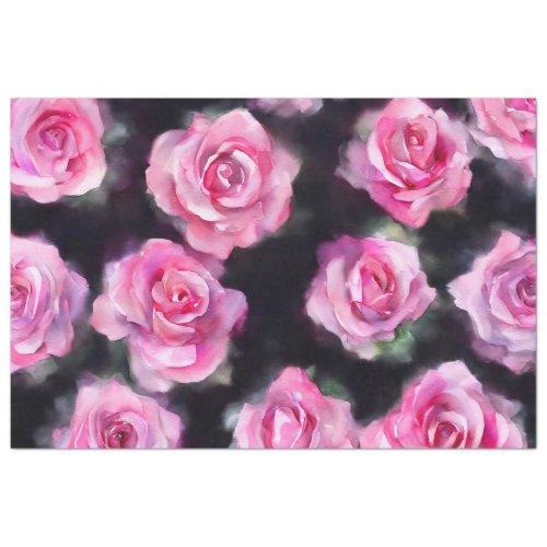 Beautiful Modern Watercolor Pink Roses Collection Tissue Paper