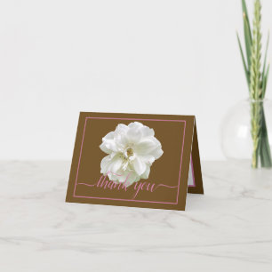Beautiful Modern White Rose Botanical Thank You Card