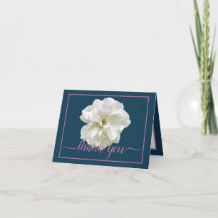 Beautiful Modern White Rose Botanical Thank You Card