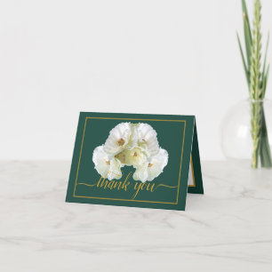 Beautiful Modern White Roses Botanical Thank You Card