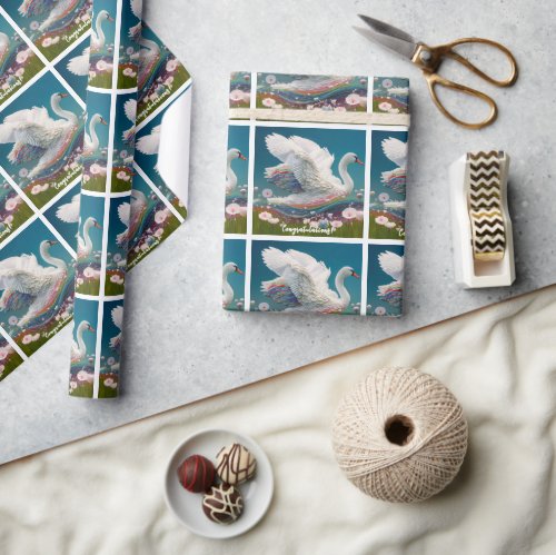 Beautiful Modern White Swan Wrapping Paper