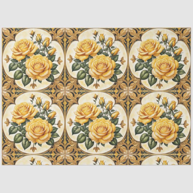 Beautiful Modern Yellow Rose Collection Tissue Paper (Front)