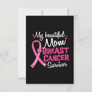 Beautiful Mom Breast Cancer Survivor Daughter Son Card by ne1512BLVD at Zazzle