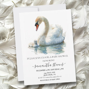 Beautiful Momma Baby Swan Shower Invitation