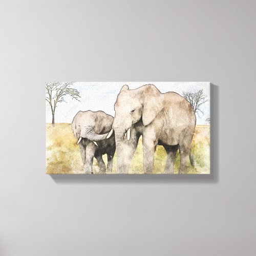 Beautiful Mommy  Baby Elephant  Canvas Print