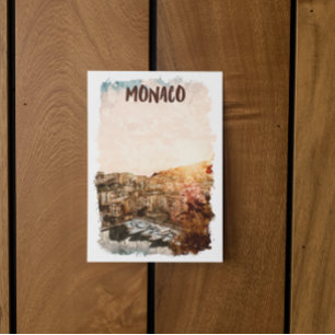 Beautiful Monaco Sunset Painting Postcard