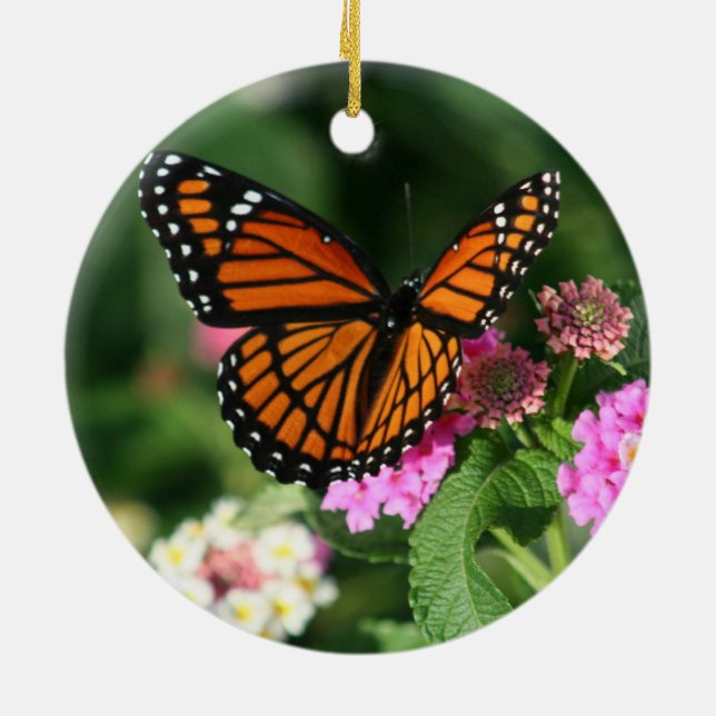 Beautiful Monarch Butterfly Ceramic Ornament (Back)