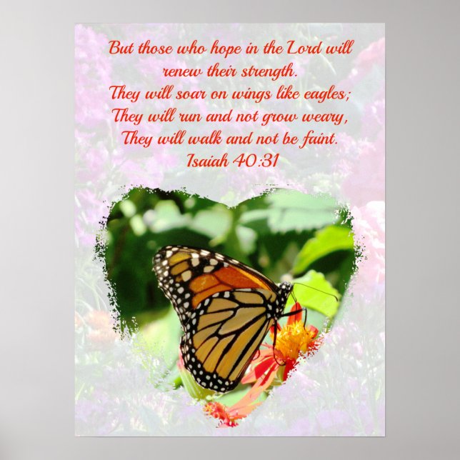 BEAUTIFUL MONARCH BUTTERFLY ISAIAH 40:31 VERSE POSTER (Front)