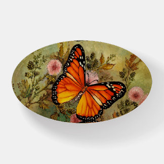 Beautiful Monarch Butterfly on a Flower Paperweight