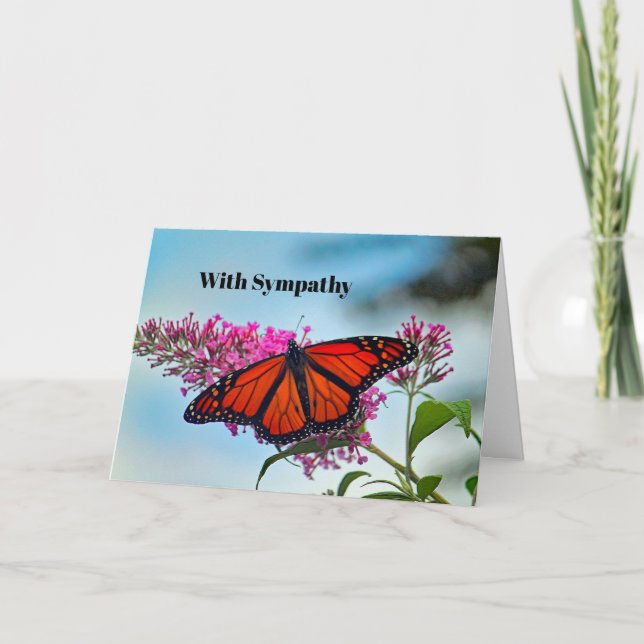 Beautiful Monarch Butterfly Photo Sympathy Card (Front)