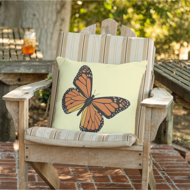 Beautiful Monarch Butterfly | Soft Yellow Outdoor Pillow (Chair)