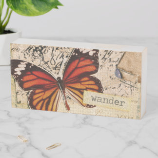 Beautiful Monarch Butterfly Wander Wooden Box Sign
