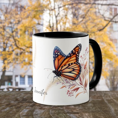 Beautiful Monarch Gold Swirl Butterfly Mug