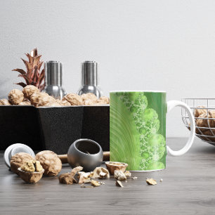 Beautiful Monochromatic Green Spiral Fractal Coffee Mug