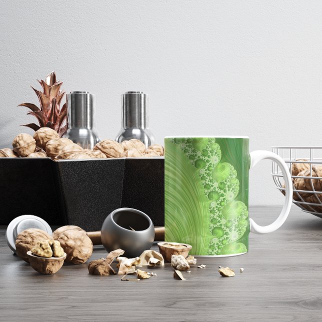Beautiful Monochromatic Green Spiral Fractal Coffee Mug (Creator Uploaded)