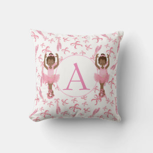 Beautiful Monogram African American Ballerinas Throw Pillow