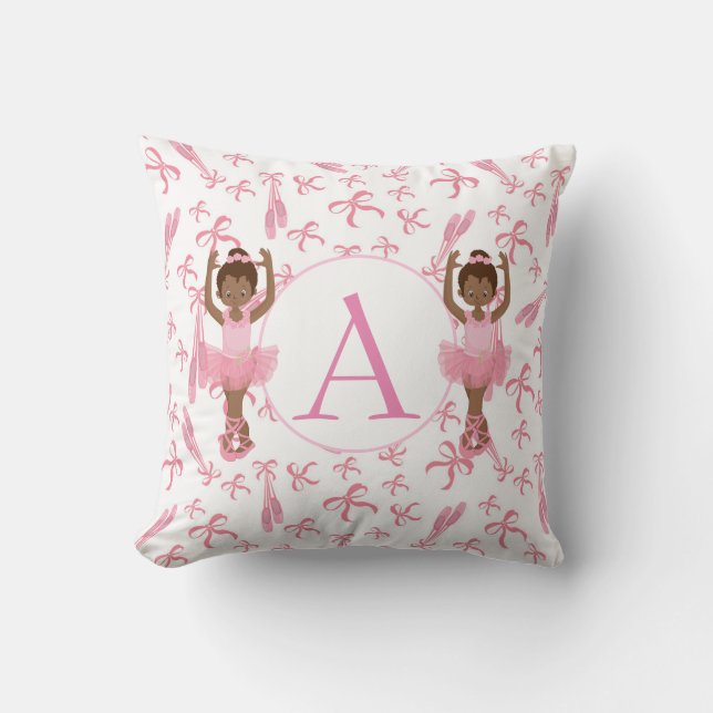 Beautiful Monogram African American Ballerinas Throw Pillow (Front)