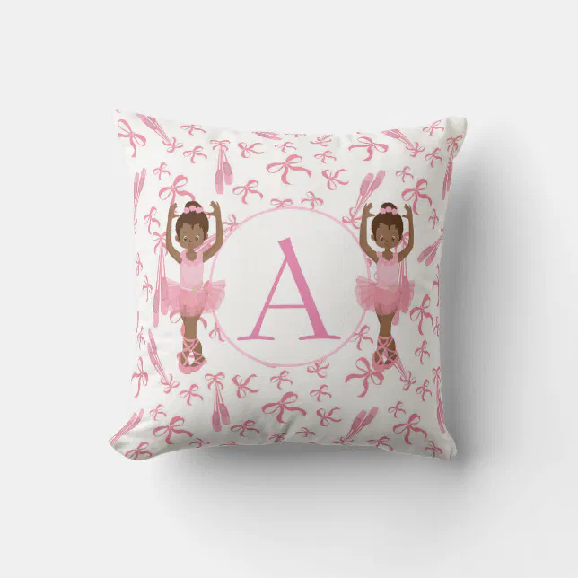 Beautiful Monogram African American Ballerinas Throw Pillow Zazzle