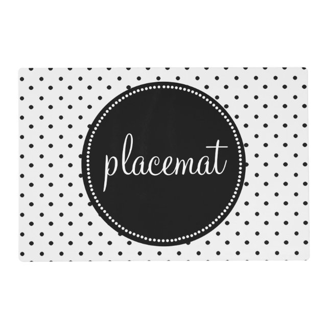 Beautiful Monogram Customized Polka Dot Placemat (Front)