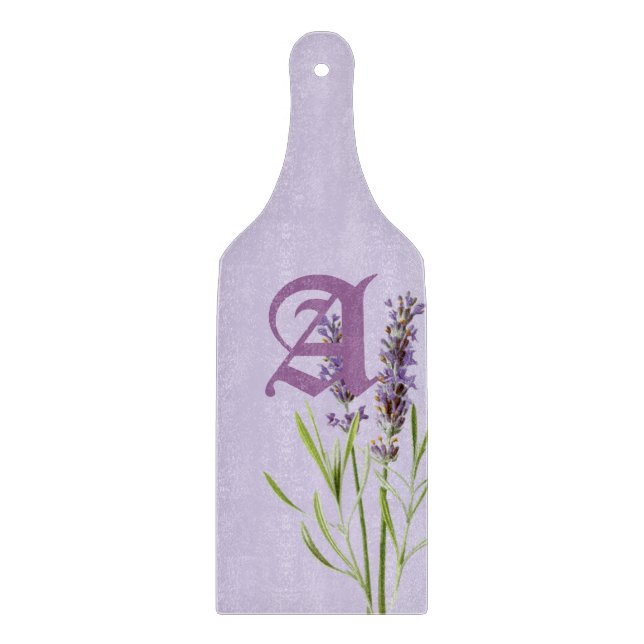 Beautiful Monogram Lavender Cutting Board (Front)