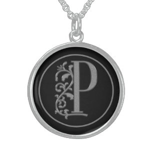 Beautiful Monogram Letter P Mother's Day, Birthday Sterling Silver Necklace