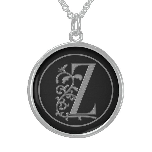 Beautiful Monogram Letter Z Mother's Day, Birthday Sterling Silver Necklace (Front)