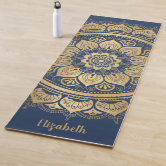 Elegant White Gold Mandala Sky Blue Design Yoga Mat