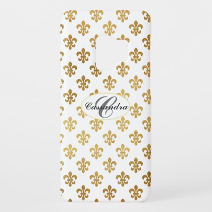 Beautiful Monogrammed gold fleur-de-lis design Case-Mate Samsung Galaxy S9 Case