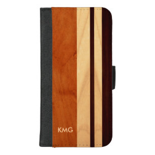 Beautiful Monogrammed Wood Stripes iPhone 8/7 Plus Wallet Case