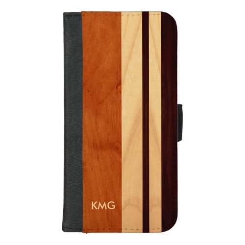Beautiful Monogrammed Wood Stripes iPhone 87 Plus Wallet Case