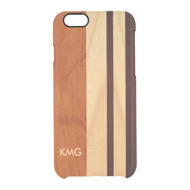 Beautiful Monogrammed Wood Stripes Pattern Uncommon iPhone Case (Back)
