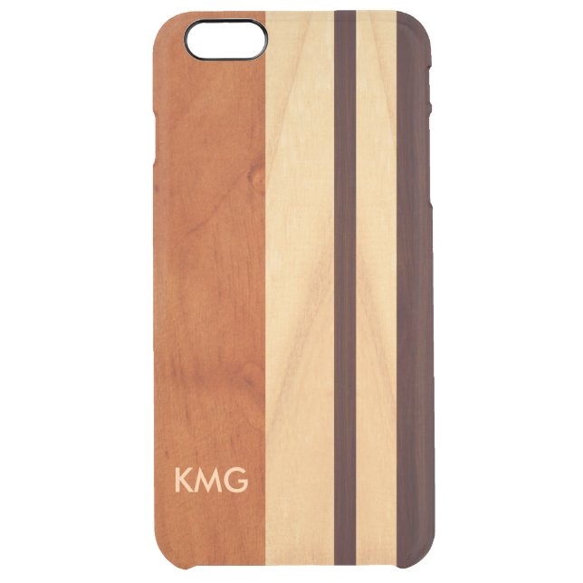 Beautiful Monogrammed Wood Stripes Pattern Uncommon iPhone Case (Back)