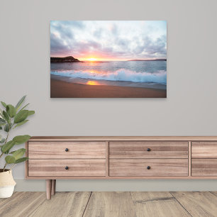 Beautiful Monterey California Ocean Waves Sunset Metal Print