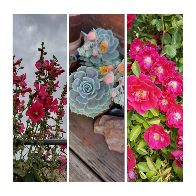 Beautiful Moody Red Floral Assortment Triptych (Front)
