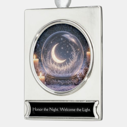Beautiful Moon Crystal Ball Winter Solstice Silver Plated Banner Ornament