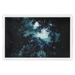Beautiful Moon Glow Though Trees  Acrylic Tray