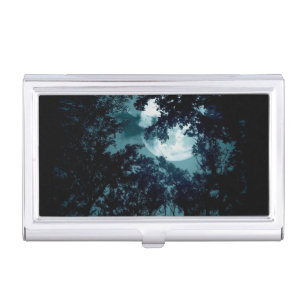 Beautiful Moon Glow Though Trees Business Card Case