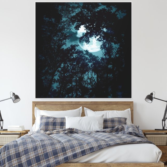 Beautiful Moon Glow Though Trees  Canvas Print (Insitu(Bedroom))